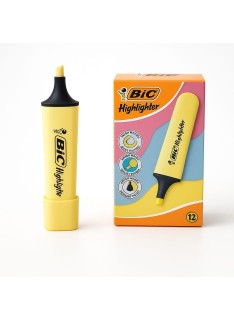 SURLIGNEUR BIC HL FLAT JAUNE PASTEL - PACK DE 12 - 1