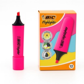 SURLIGNEUR BIC HL FLAT ROSE FLUO - PACK DE 12 - 1