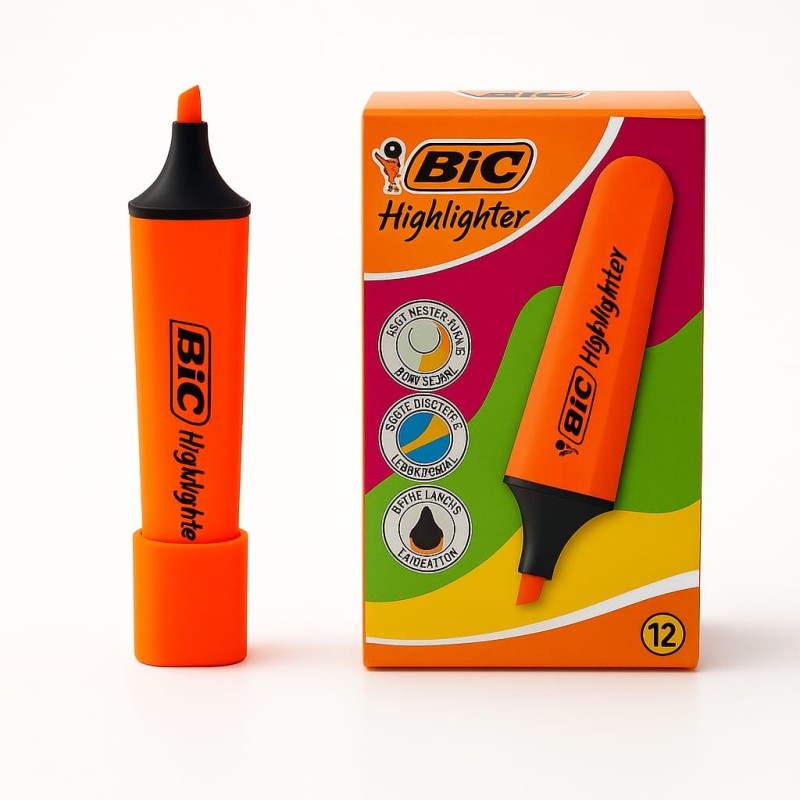 SURLIGNEUR BIC HL FLAT ORANGE FLUO - PACK DE 12 - 1