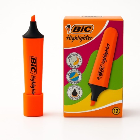 SURLIGNEUR BIC HL FLAT ORANGE FLUO - PACK DE 12 - 1