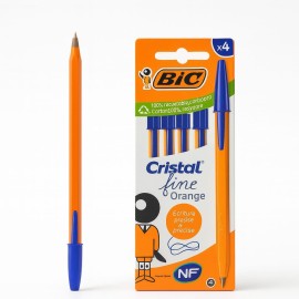 STYLO A BILLE BIC CRISTAL FINE ORANGE BLEU - PACK DE 4 - 1