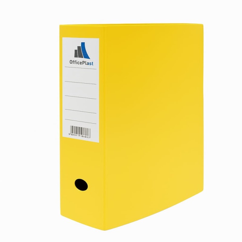 BOITE ARCHIVE PLASTIQUE 10CM COULEUR JAUNE OFFICEPLAST - 1