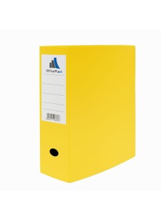 BOITE ARCHIVE PLASTIQUE 10CM COULEUR JAUNE OFFICEPLAST - 1