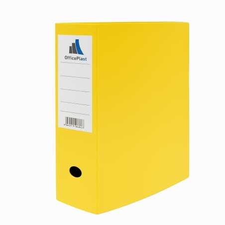 BOITE ARCHIVE PLASTIQUE 10CM COULEUR JAUNE OFFICEPLAST - 1