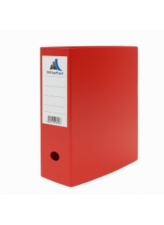 BOITE ARCHIVE PLASTIQUE 10CM COULEUR ROUGE OFFICEPLAST - 1