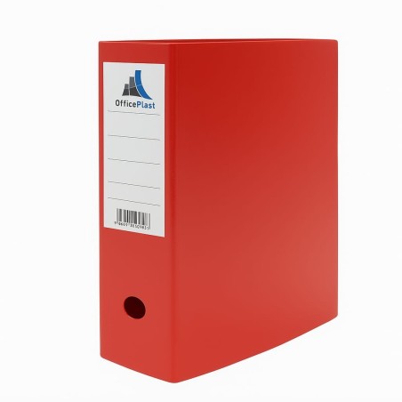 BOITE ARCHIVE PLASTIQUE 10CM COULEUR ROUGE OFFICEPLAST - 1